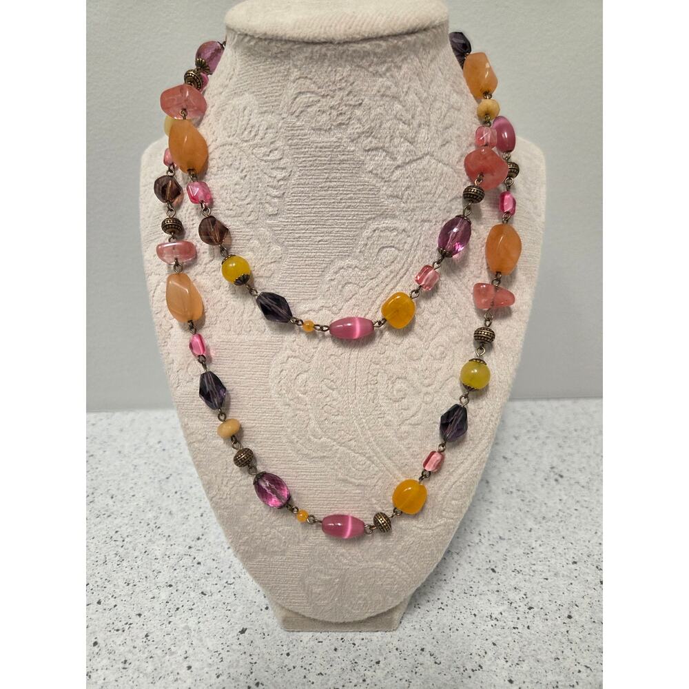 Chico’s Long Multicolor Beaded Necklace Size 2 Boho Statement